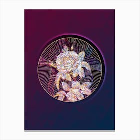 Abstract Pink French Rose Mosaic Botanical Illustration Canvas Print