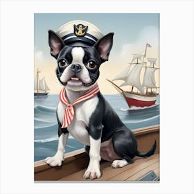 Boston Terrier Sailor-Reimagined 9 Canvas Print