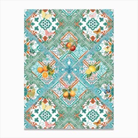 Mediterranean azure tiles and citrus fruit Canvas Print