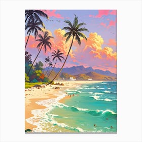 Tropical Beach At Sunset Canvas Print