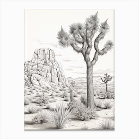  Detailed Drawing Of A Joshua Trees At Dawn In Desert 4 Canvas Print