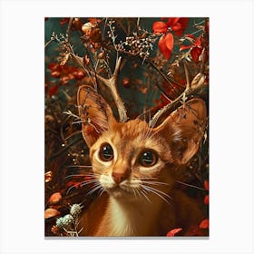 Cat With Antlers Canvas Print