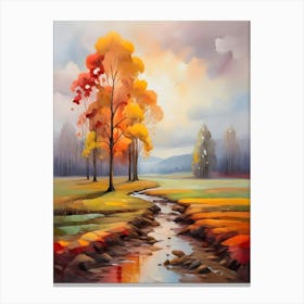 Autumn Trees In A Stream . 2 Canvas Print