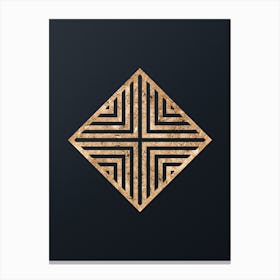 Abstract Geometric Gold Glyph on Dark Teal n.0118 Canvas Print