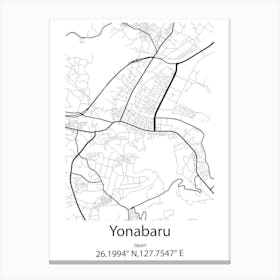 Yonabaru,Japan Minimalist Map Canvas Print