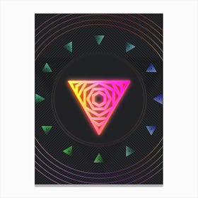 Neon Geometric Glyph in Pink and Yellow Circle Array on Black n.0282 Canvas Print