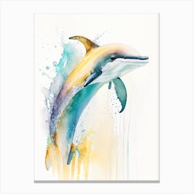 Common Dolphin Storybook Watercolour  (3) Canvas Print