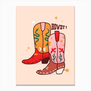 Howdy! Cowboy Boots Canvas Print