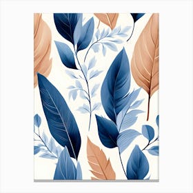 Seamless Pattern With Blue Leaves Canvas Print