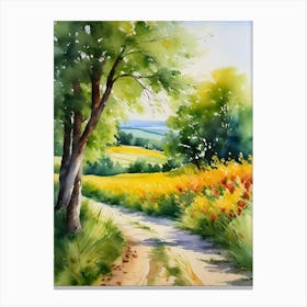 Watercolor Of A Road Canvas Print