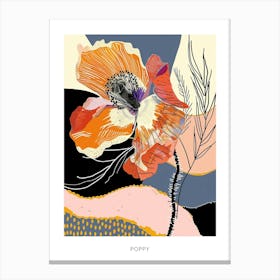 Colourful Flower Illustration Poster Poppy 1 Canvas Print