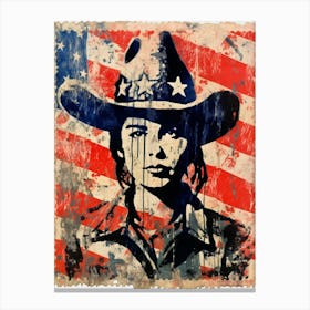 Expressionism Cowgirl Red And Blue 2 Canvas Print