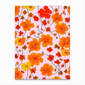 Nasturtium Floral Print Retro Pattern1 Flower Canvas Print