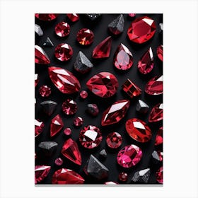 Red Ruby On Black Background Canvas Print