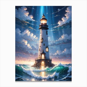 A Lighthouse In The Middle Of The Ocean 18 Canvas Print