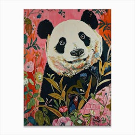 Floral Animal Painting Panda 1 Canvas Print