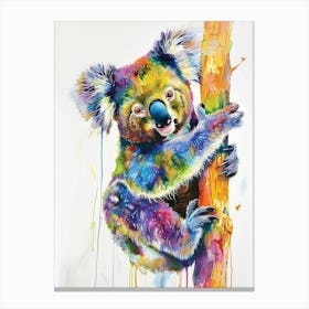Koala Colourful Watercolour 1 Canvas Print