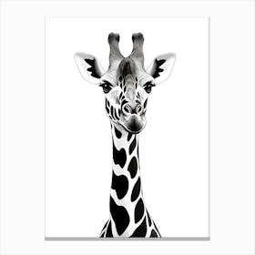 Black And White Giraffe Wall Art Modern Safari Animal Print Canvas Print