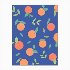 Clementine Orange Citrus Fruit Pattern - Orange Blue Bold Vibrant Colors Canvas Print