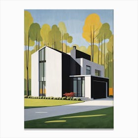 Minimalist Modern House Illustration (9) Canvas Print