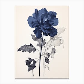 Blue Botanical Peony 3 Canvas Print