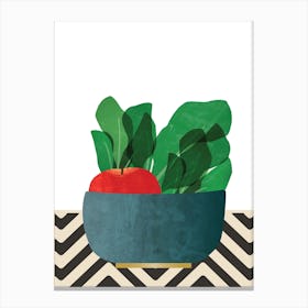 Apple With Greens Canvas Print