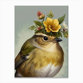 Bird With Flower Crown 9 Canvas Print