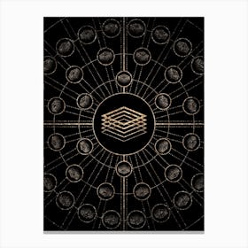 Geometric Glyph Radial Array in Glitter Gold on Black n.0424 Canvas Print