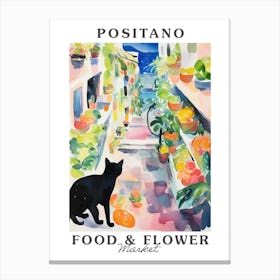 Food Market With Cats In Positano 1 Poster Canvas Print