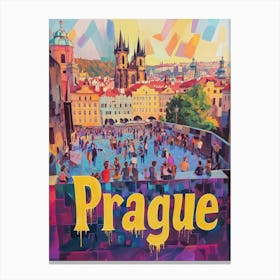 Aihrgdesign A 1970s Inspired Travel Poster For Prague 4 Canvas Print