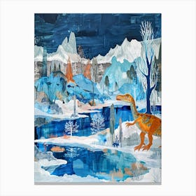 Dinosaur In An Icy Landscape Painting 3 Canvas Print