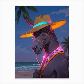 Donkey On The Beach Canvas Print