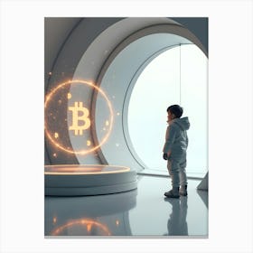 Child Looking At Bitcoin Canvas Print