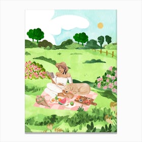 Picnic with Pup Canvas Print