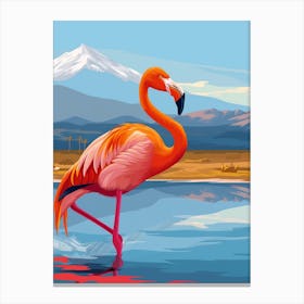 Greater Flamingo Andean Plateau Chile Tropical Illustration 5 Canvas Print