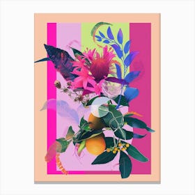 Bergamot 2 Neon Flower Collage Canvas Print