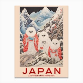 Zao Onsen Snow Monsters, Visit Japan Vintage Travel Art 3 Canvas Print