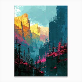 Landscape Painting | Pixel Minimalism Art Series Canvas Print