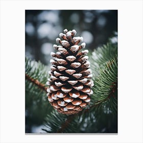 Pine Cone In Winter Canvas Print
