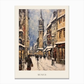 Vintage Winter Painting Poster Munich Germany 1 Canvas Print