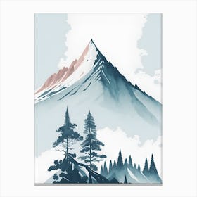 Mountain And Forest In Minimalist Watercolor Vertical Composition 31 Canvas Print
