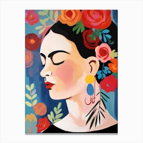 Floral Frida Kahlo Canvas Print