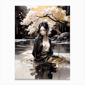 Asian Girl In Water 1 Canvas Print