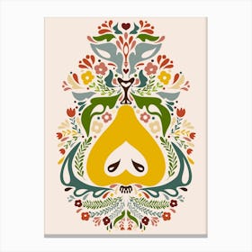 Pear Folk Art Print Canvas Print