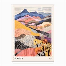 Yr Wyddfa Wales Colourful Mountain Illustration Poster Canvas Print