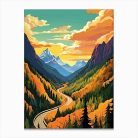 North Cascades National Park Retro Pop Art 4 Canvas Print