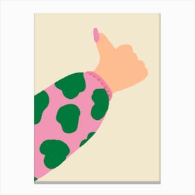 Thumbs Up Girly Cute Hand Drawn Illustrated Art Canvas Print