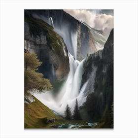 Gavarnie Falls, France Realistic Photograph (3) Canvas Print