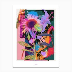 Aster 7 Neon Flower Collage Poster Canvas Print