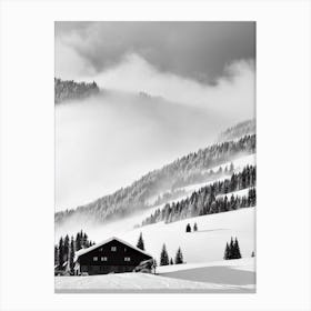 Nassfeld, Austria Black And White Skiing Poster Canvas Print